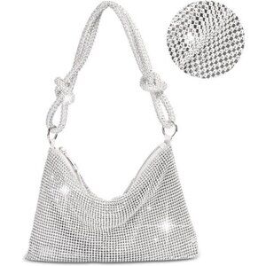 Sparkly Silver Rhinestone Clutch Purse Evening Bag Wedding Prom Accessory